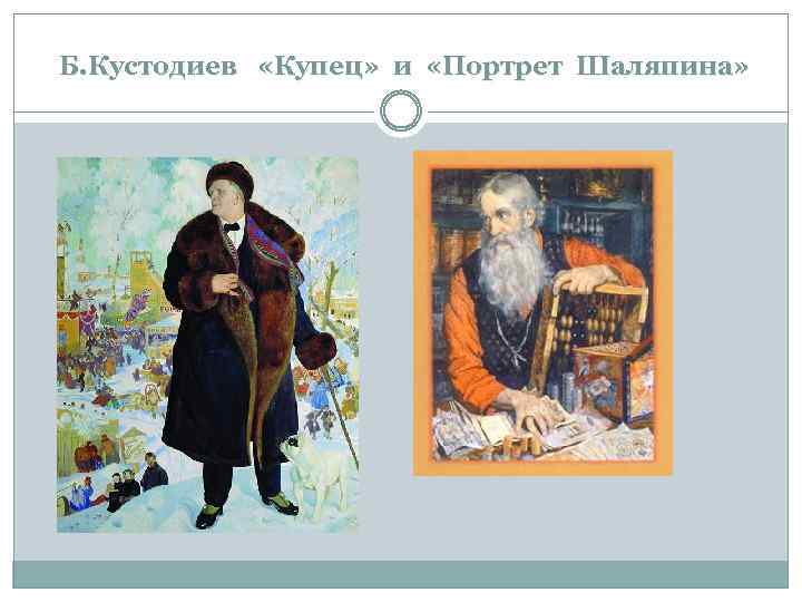  Б. Кустодиев «Купец» и «Портрет Шаляпина» 