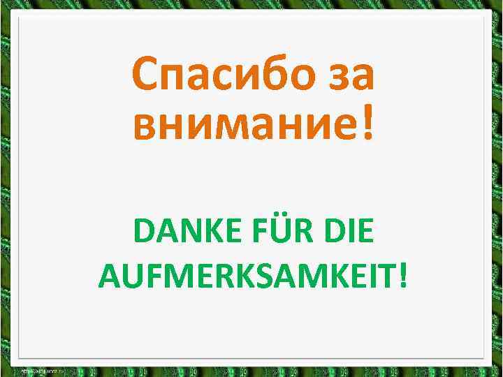 Спасибо за внимание! DANKE FÜR DIE AUFMERKSAMKEIT! 