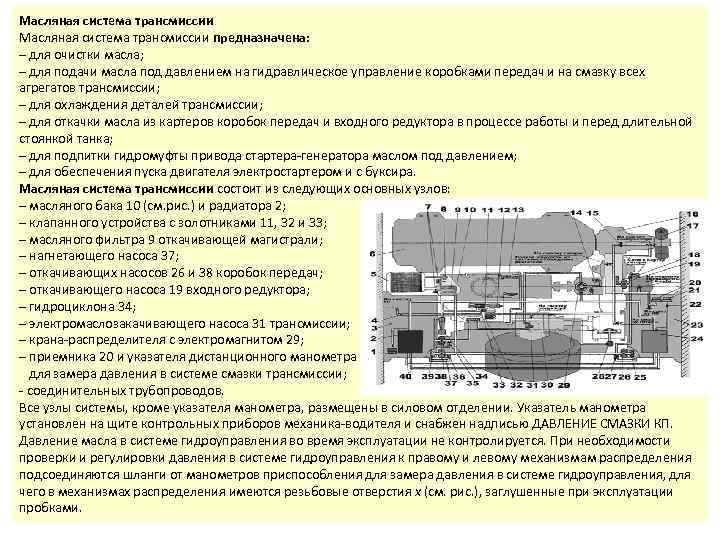 Масляная система трансмиссии предназначена: – для очистки масла; – для подачи масла под давлением