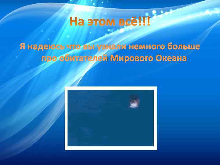 Я надеюсь что вы узнали немного больше про обитателей Мирового Океана 