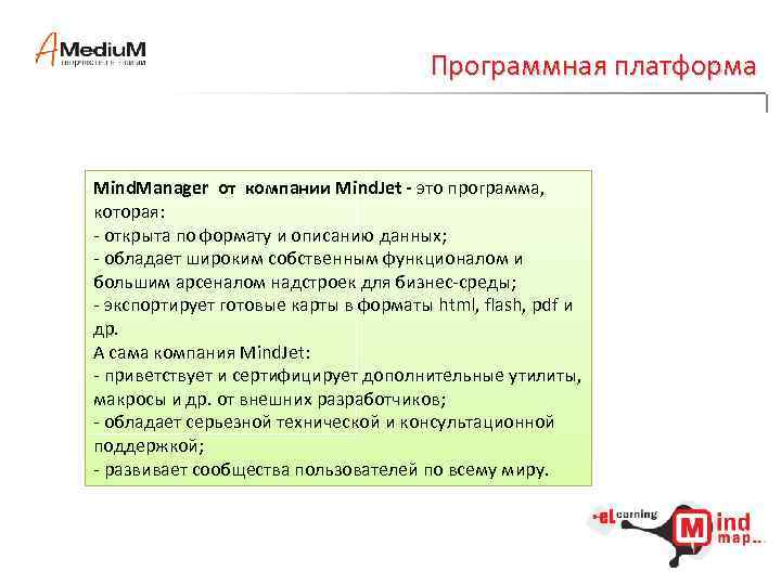 Программная платформа Mind. Manager от компании Mind. Jet - это программа, которая: - открыта