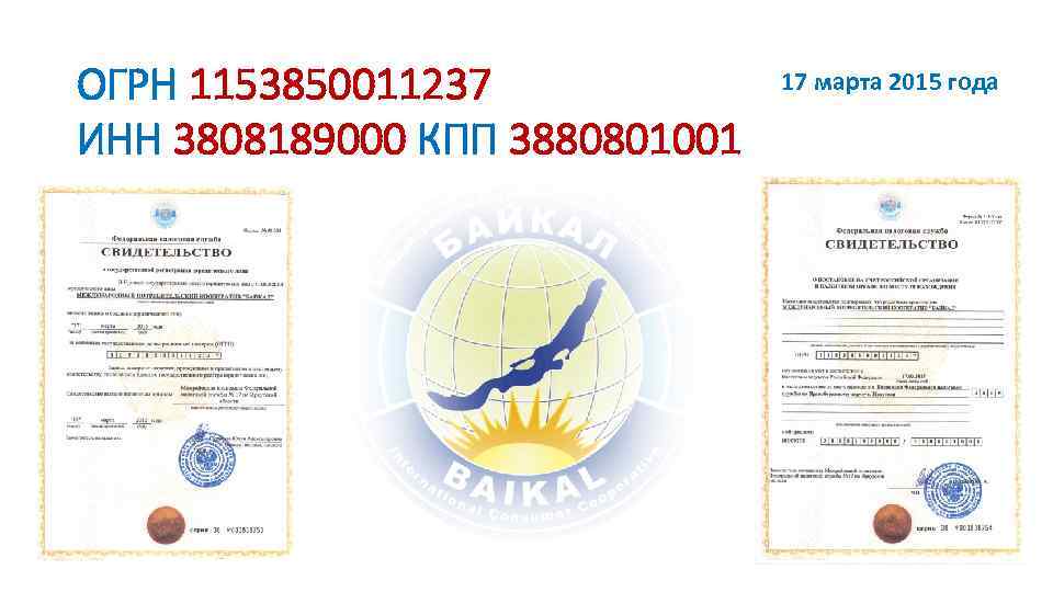 ОГРН 1153850011237 ИНН 3808189000 КПП 3880801001 17 марта 2015 года 