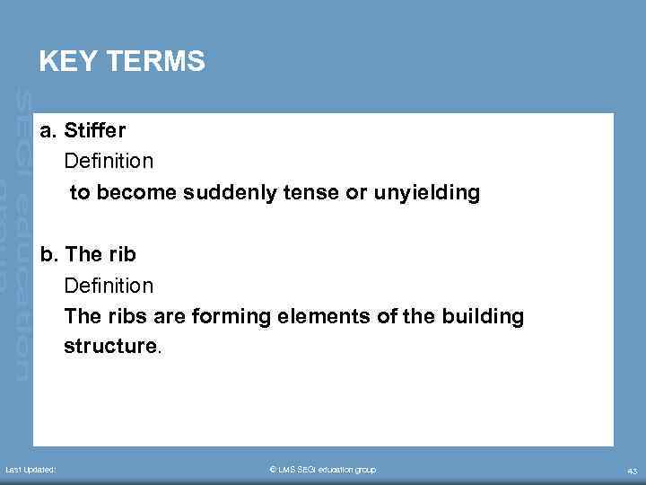 KEY TERMS a. Stiffer Definition to become suddenly tense or unyielding b. The rib