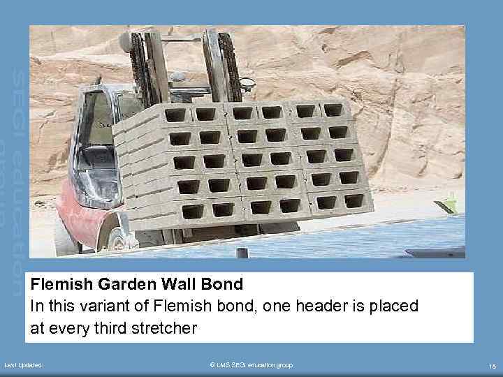 Flemish Garden Wall Bond In this variant of Flemish bond, one header is placed