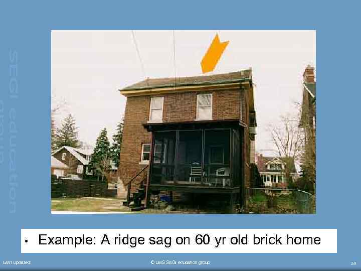  • Last Updated: Example: A ridge sag on 60 yr old brick home