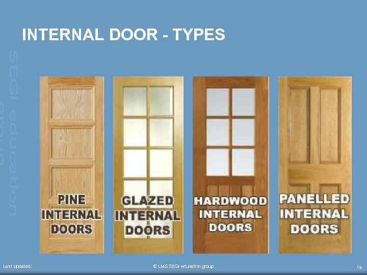 INTERNAL DOOR - TYPES Last Updated: © LMS SEGi education group 19 