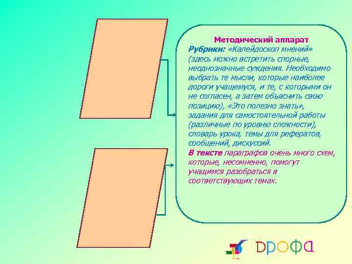 Методический аппарат Рубрики: «Калейдоскоп мнений» (здесь можно встретить спорные, неоднозначные суждения. Необходимо выбрать те