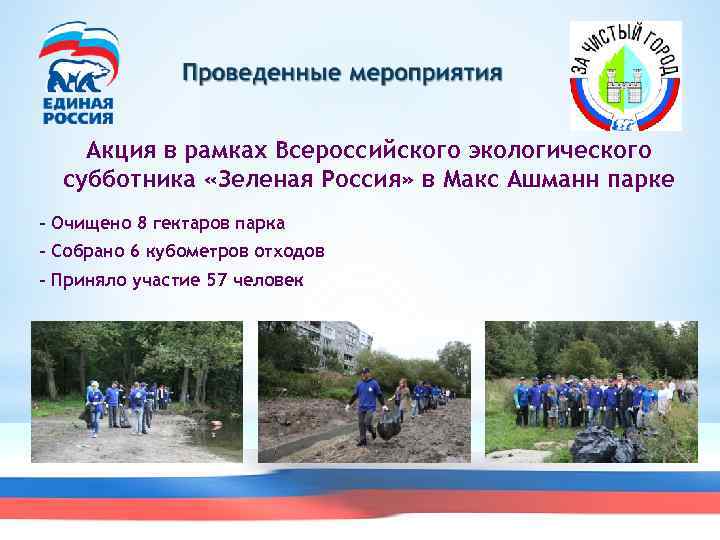 Акция в рамках Всероссийского экологического субботника «Зеленая Россия» в Макс Ашманн парке - Очищено