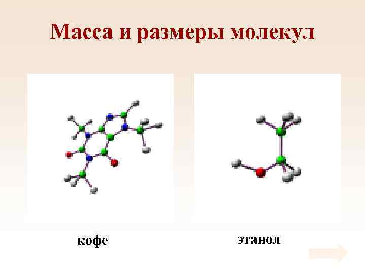 Масса и размеры молекул кофе этанол 