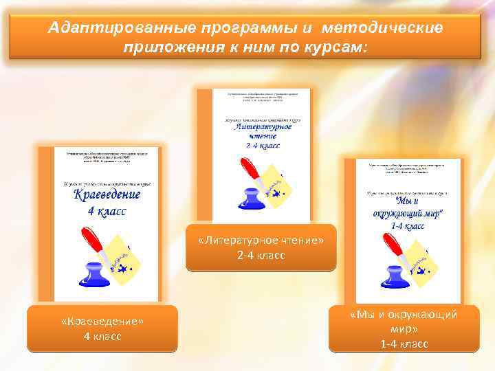Адаптированные программы и методические приложения к ним по курсам: «Литературное чтение» 2 -4 класс