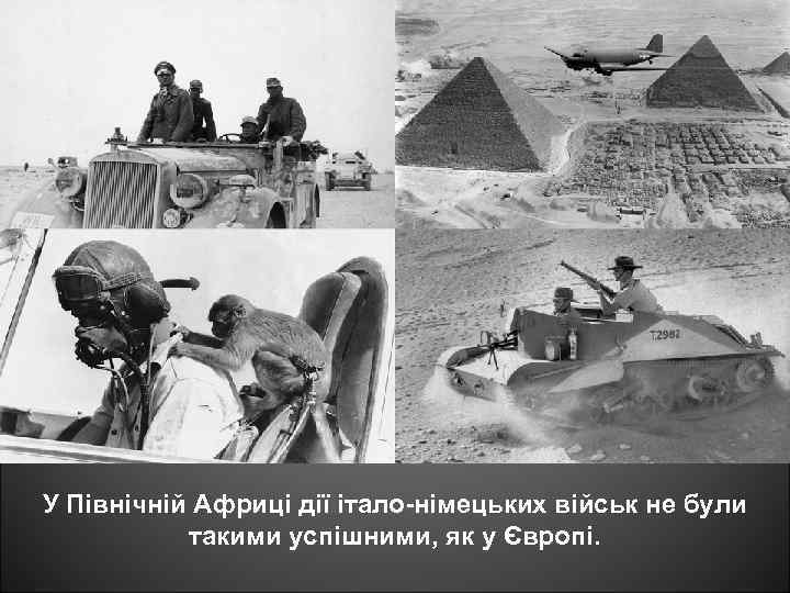 У Північній Африці дії італо-німецьких військ не були такими успішними, як у Європі. 