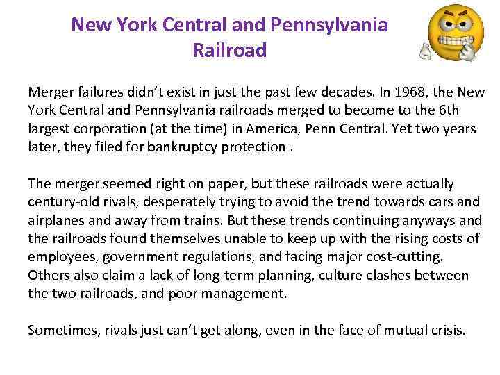 New York Central and Pennsylvania Railroad Merger failures didn’t exist in just the past