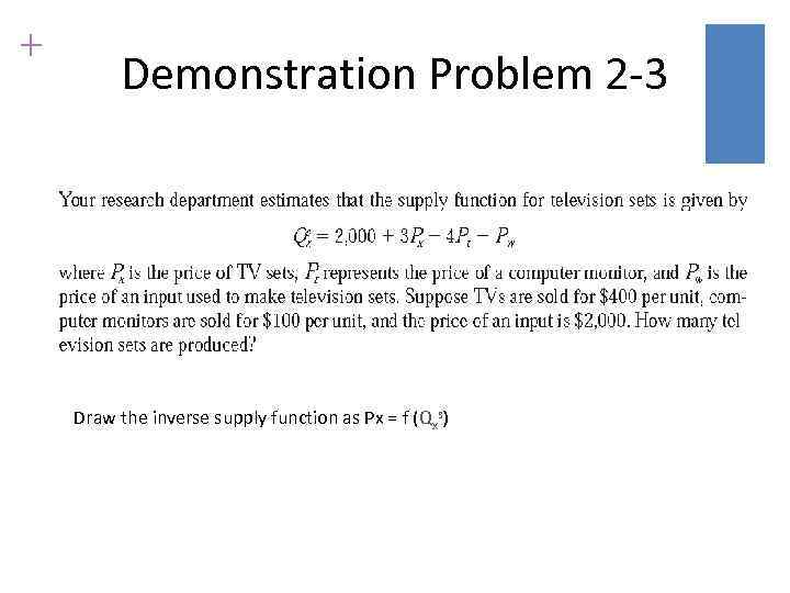 + Demonstration Problem 2 -3 Draw the inverse supply function as Px = f