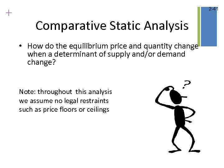 + 2 -41 Comparative Static Analysis • How do the equilibrium price and quantity