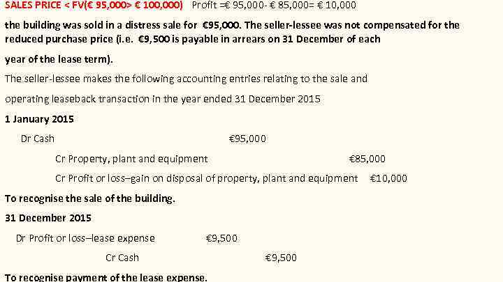 SALES PRICE < FV(€ 95, 000> € 100, 000) Profit =€ 95, 000 -