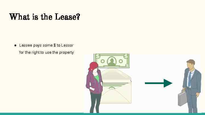 What is the Lease? ● Lessee pays some $ to Lessor for the right