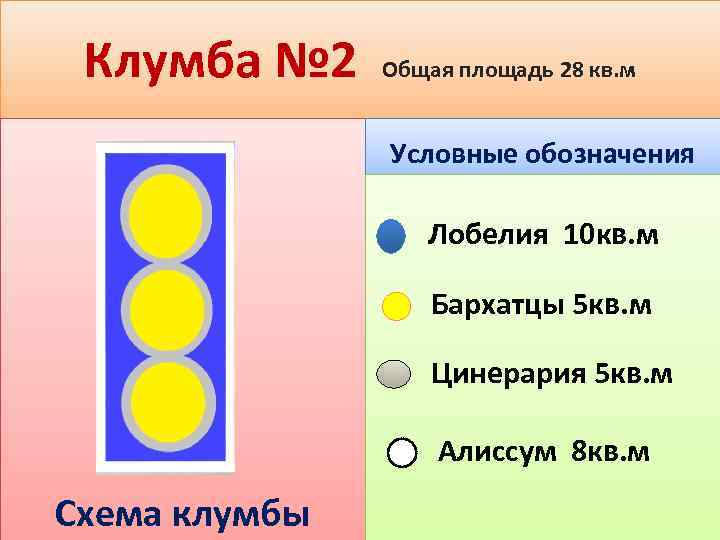 Клумба № 2 Общая площадь 28 кв. м Условные обозначения Лобелия 10 кв. м