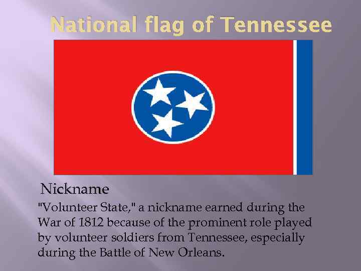 National flag of Tennessee Nickname 