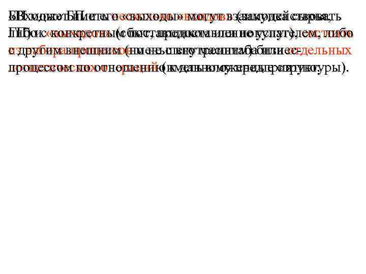  «Входы» иметь несколько «входов» (закупка сырья, БП может. БП и его «выходы» могут
