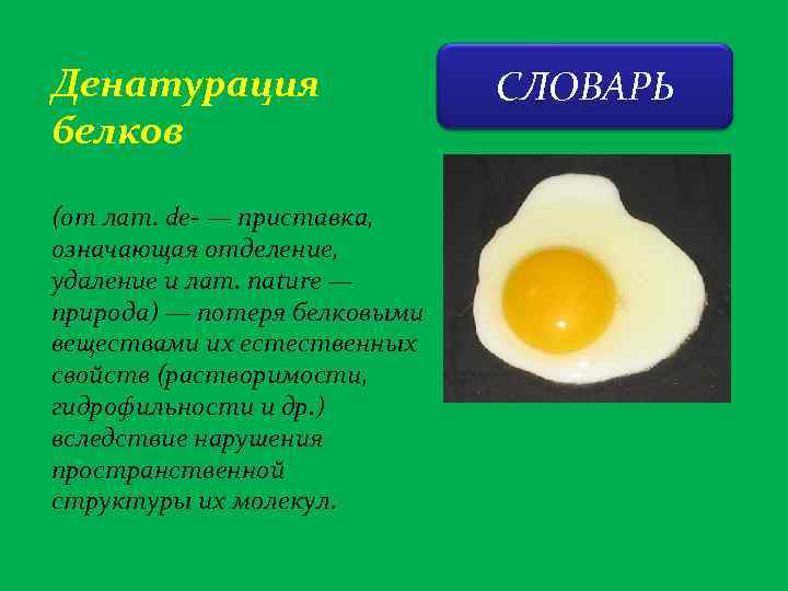 Денатурация белков (от лат. de- — приставка, означающая отделение, удаление и лат. nature —
