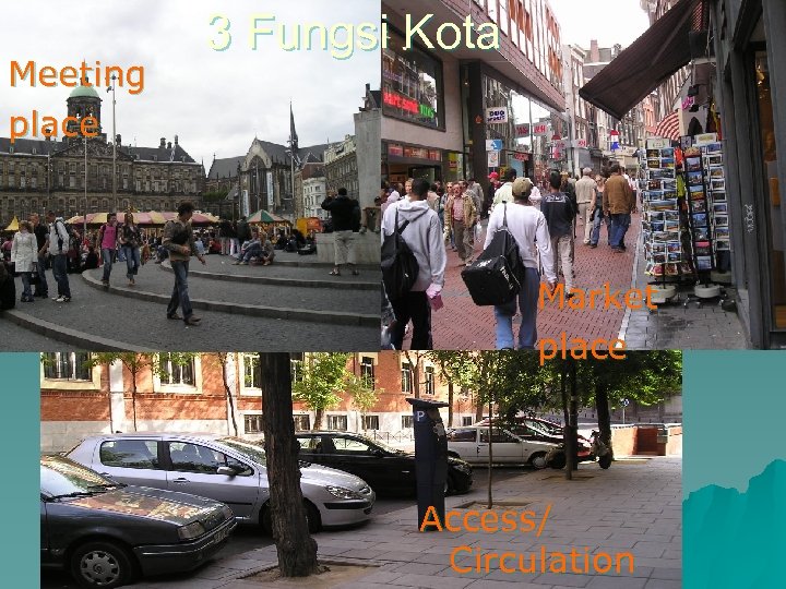 Meeting place 3 Fungsi Kota Market place Access/ Circulation 