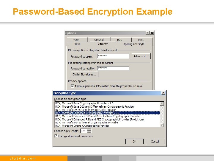 Password-Based Encryption Example aladdin. com 