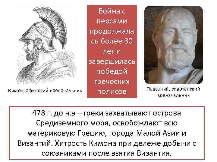 Кимон, афинский военачальник Война с персами продолжала сь более 30 лет и завершилась победой