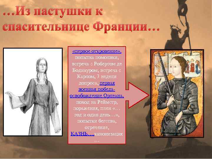 …Из пастушки к спасительнице Франции… «первое откровение» , попытка помолвки, встреча с Робертом де