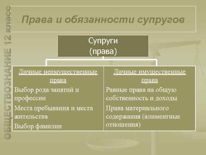Права и обязанности супругов Супруги (права) Личные неимущественные права Выбор рода занятий и профессии