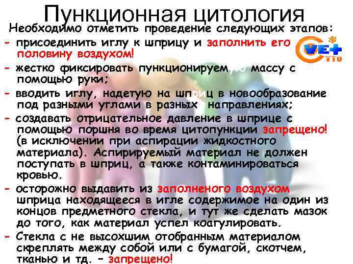  Пункционная цитология Необходимо отметить проведение следующих этапов: - присоединить иглу к шприцу и