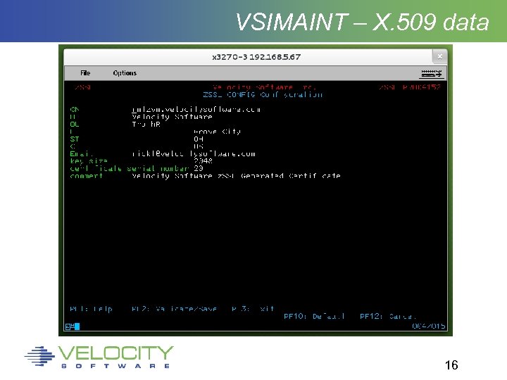 VSIMAINT – X. 509 data 16 