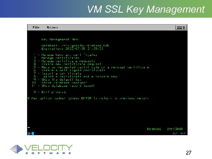 VM SSL Key Management 27 