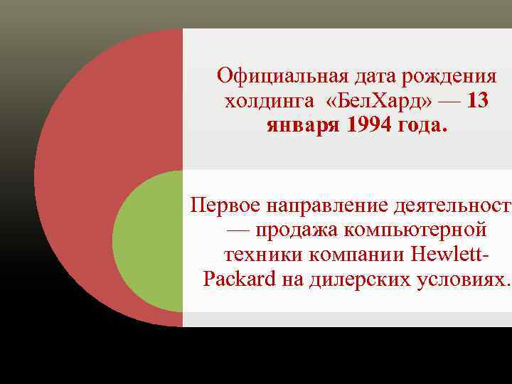 Официальная дата рождения холдинга «Бел. Хард» — 13 января 1994 года. Первое направление деятельности
