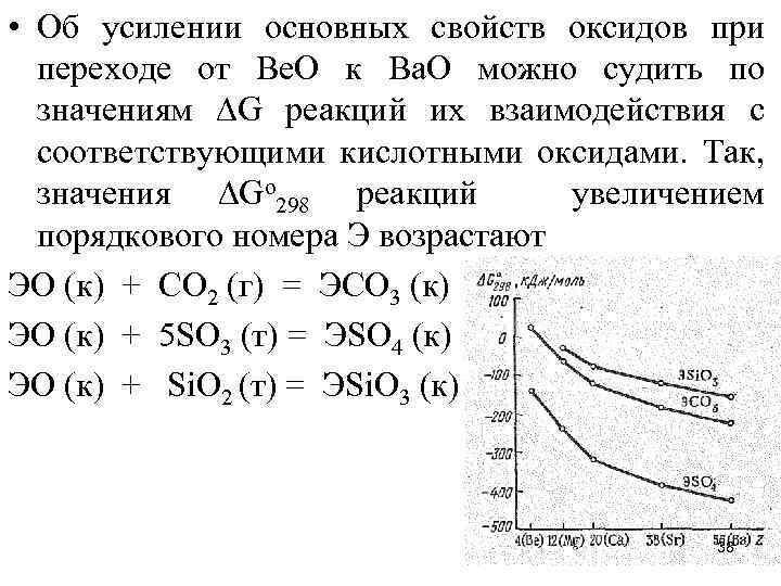  • Об усилении основных свойств оксидов при переходе от Ве. О к Ва.