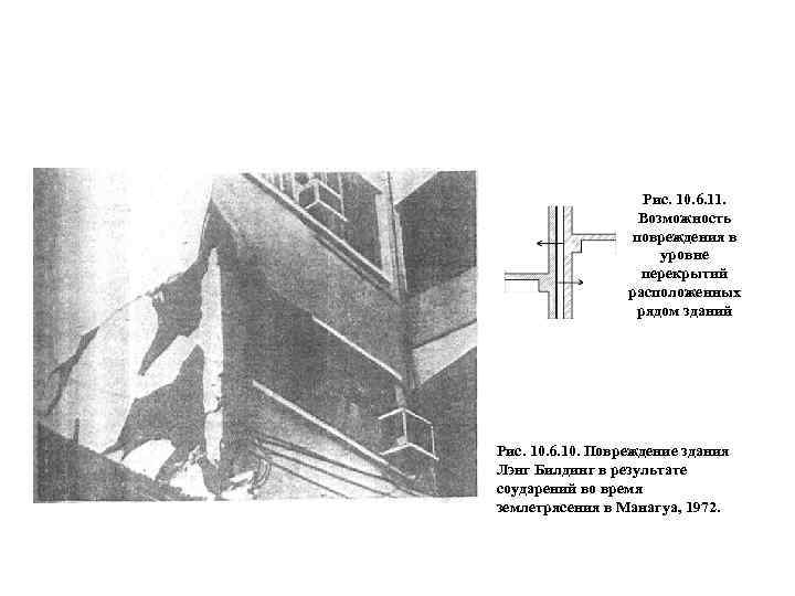 Рис. 10. 6. 11. Возможность повреждения в уровне перекрытий расположенных рядом зданий Рис. 10.