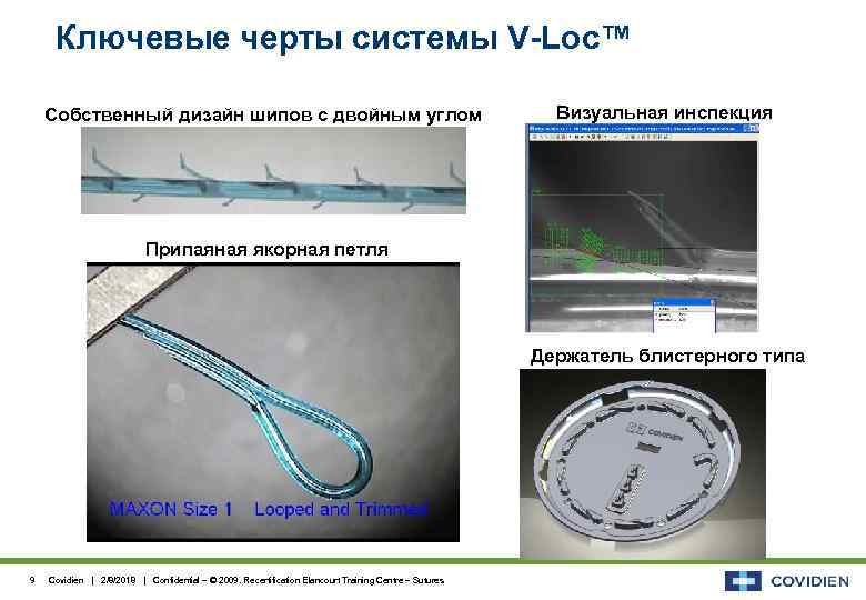 Ключевые черты системы V-Loc™ Собственный дизайн шипов с двойным углом Визуальная инспекция Припаяная якорная