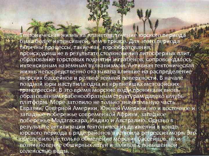  • Тектоническая жизнь на планете в течение юрского периода была более интенсивной, чем
