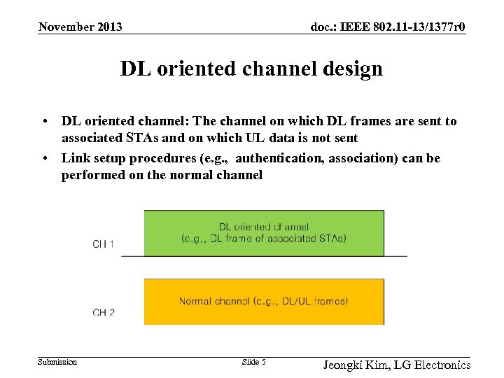 November 2013 doc. : IEEE 802. 11 -13/1377 r 0 DL oriented channel design