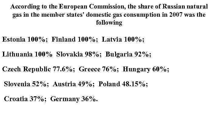 According to the European Commission, the share of Russian natural gas in the member