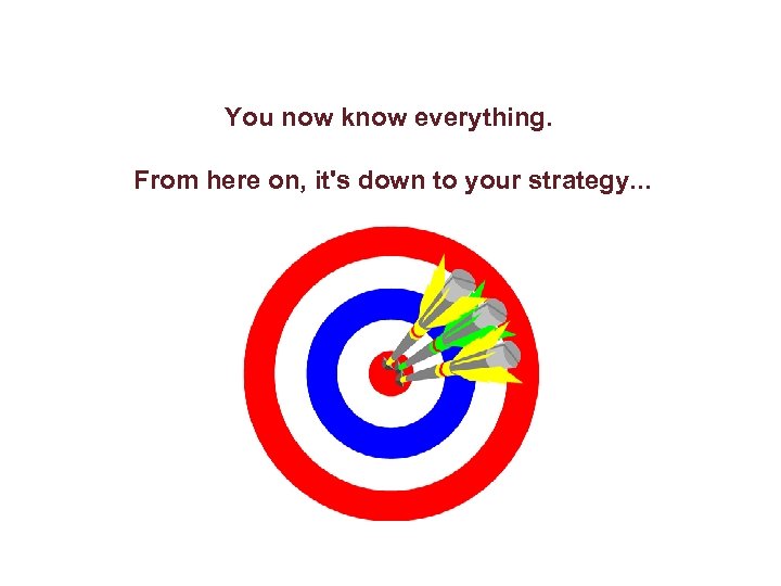 You now know everything. From here on, it's down to your strategy. . .