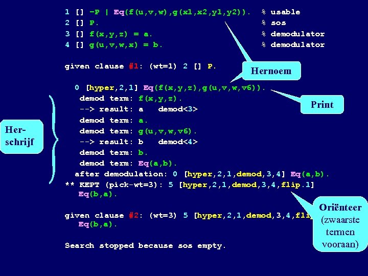 1 [] –P | Eq(f(u, v, w), g(x 1, x 2, y 1, y