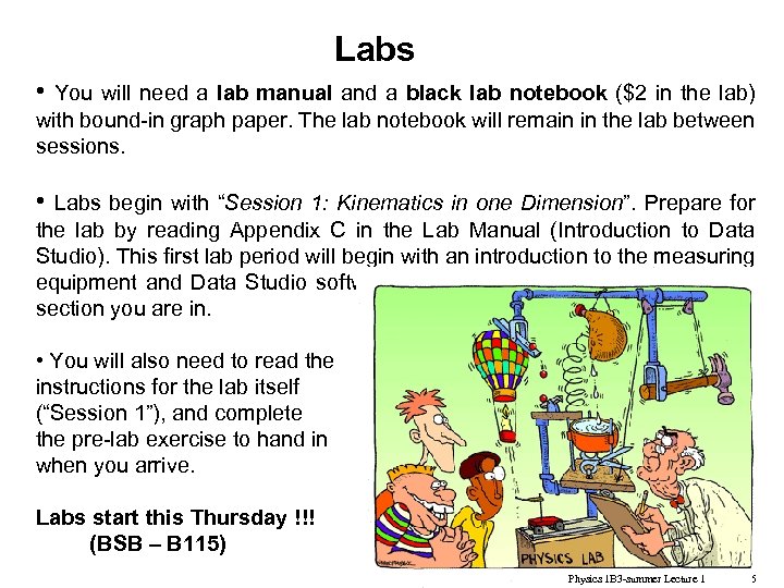Labs • You will need a lab manual and a black lab notebook ($2