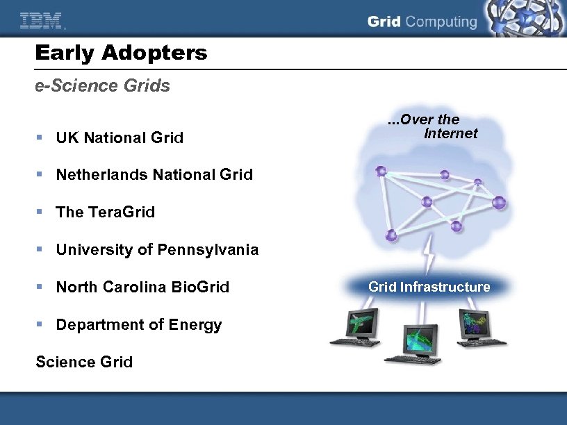 Early Adopters e-Science Grids § UK National Grid . . . Over the Internet