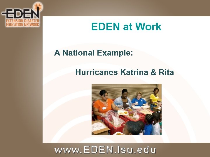 EDEN at Work A National Example: Hurricanes Katrina & Rita 