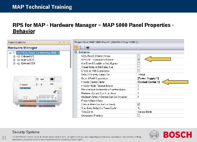 MAP Technical Training RPS for MAP - Hardware Manager – MAP 5000 Panel Properties