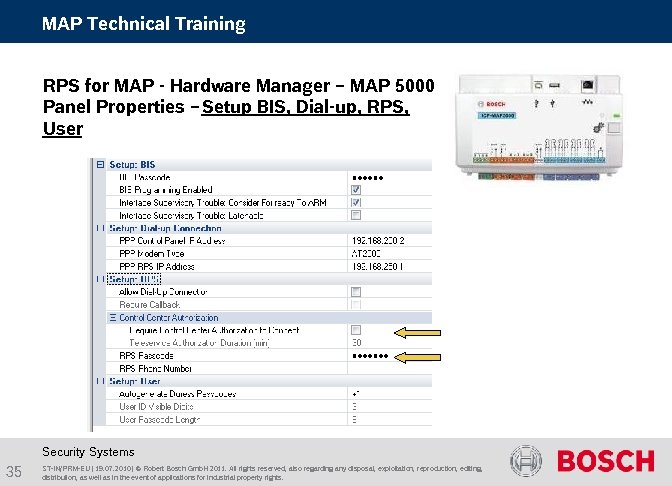 MAP Technical Training RPS for MAP - Hardware Manager – MAP 5000 Panel Properties