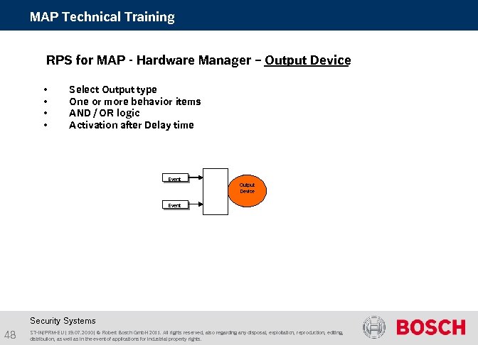 MAP Technical Training RPS for MAP - Hardware Manager – Output Device • •