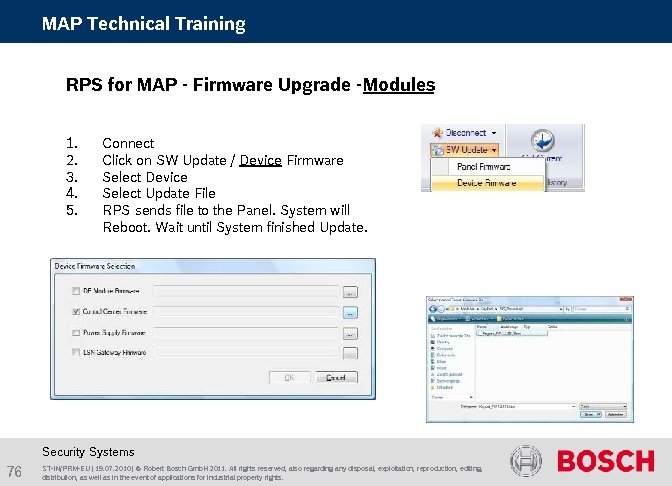 MAP Technical Training RPS for MAP - Firmware Upgrade - Modules 1. 2. 3.