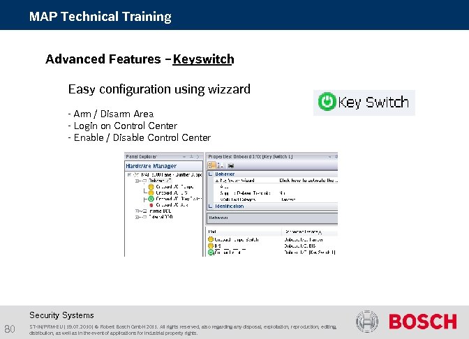 MAP Technical Training Advanced Features – Keyswitch Easy configuration using wizzard - Arm /