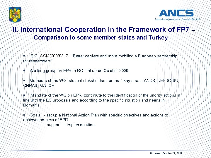 II. International Cooperation in the Framework of FP 7 – Comparison to some member